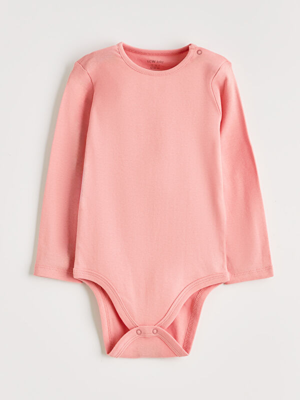 LCW baby Uzun Kollu Bisiklet Yaka Kız Bebek Çıtçıtlı Body
