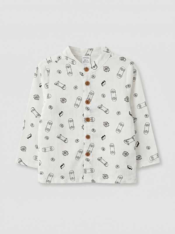 LCW baby Grandad Collar Poplin Baby Boys' Shirt