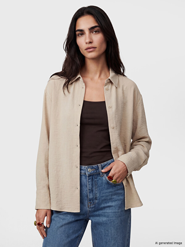 LCW Vision Woman Beige Shirt