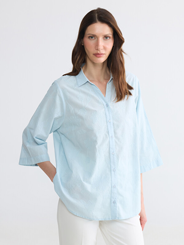 LCW Grace Embroidered Poplin Women's Shirt