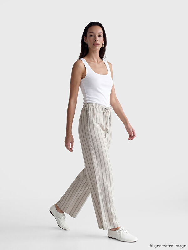 LCW EVERYDAY Elastic Waist Striped Women's Sweatpants
