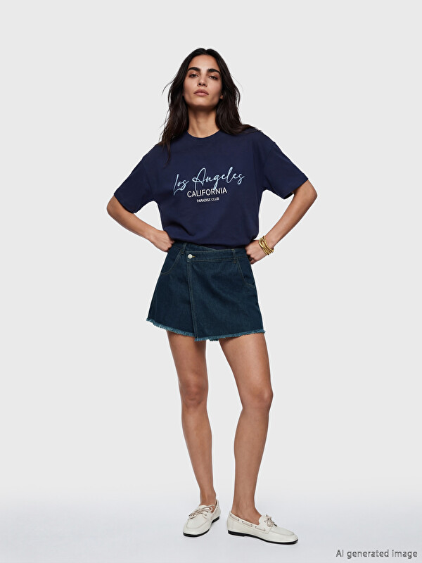 LCW Jeans High Waisted Women's Denim Overlay Shorts