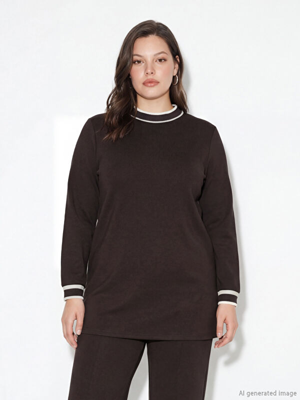 LCWAIKIKI Classic Dik Yaka Soft Touch Kadın Sweatshirt Tunik