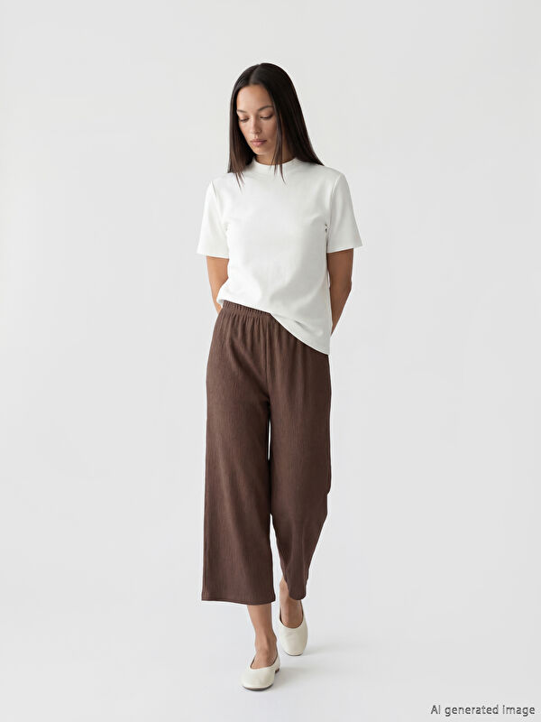 LCWAIKIKI Basic Beli Lastikli Dokulu Kadın Kapri