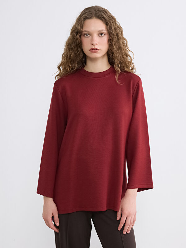 LCW Modest Dik Yaka Oversize Kadın Sweatshirt Tunik