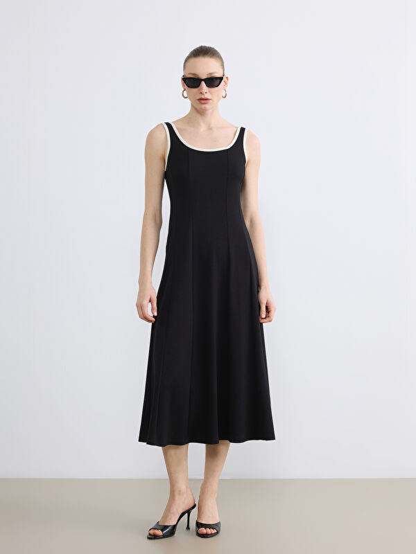 LCW EVERYDAY U Yaka Askılı Peplum Elbise