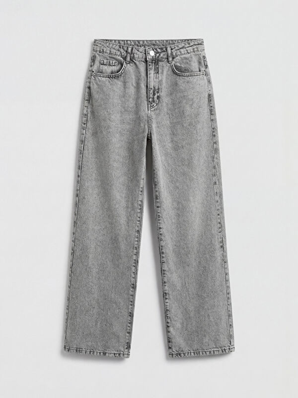 LCW Kids Wideleg Fiyonk Nakışlı Kız Çocuk Jean Pantolon