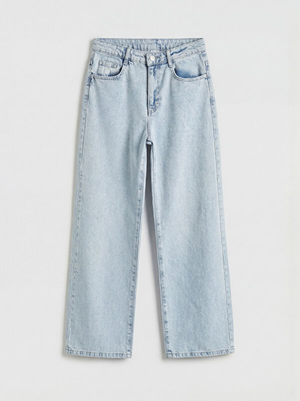 LCW Kids Wideleg Fiyonk Nakışlı Kız Çocuk Jean Pantolon