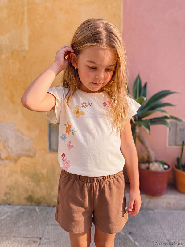LCW Kids Çiçekli Kız Çocuk Takım