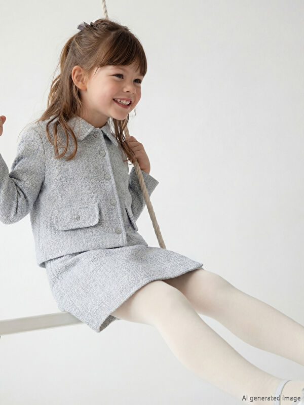 LCW Kids Gömlek Yaka Kız Çocuk Tüvit Ceket