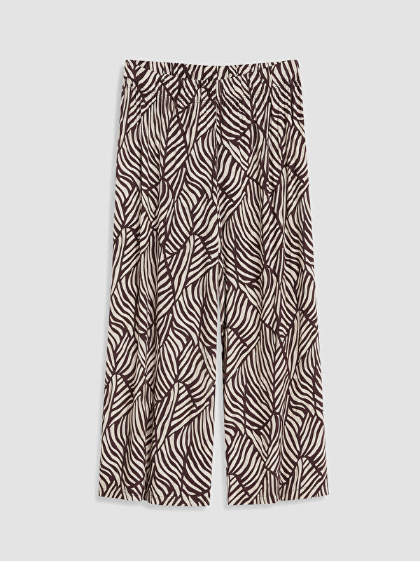 LCW Grace Elastic Waist Patterned Women's Capri