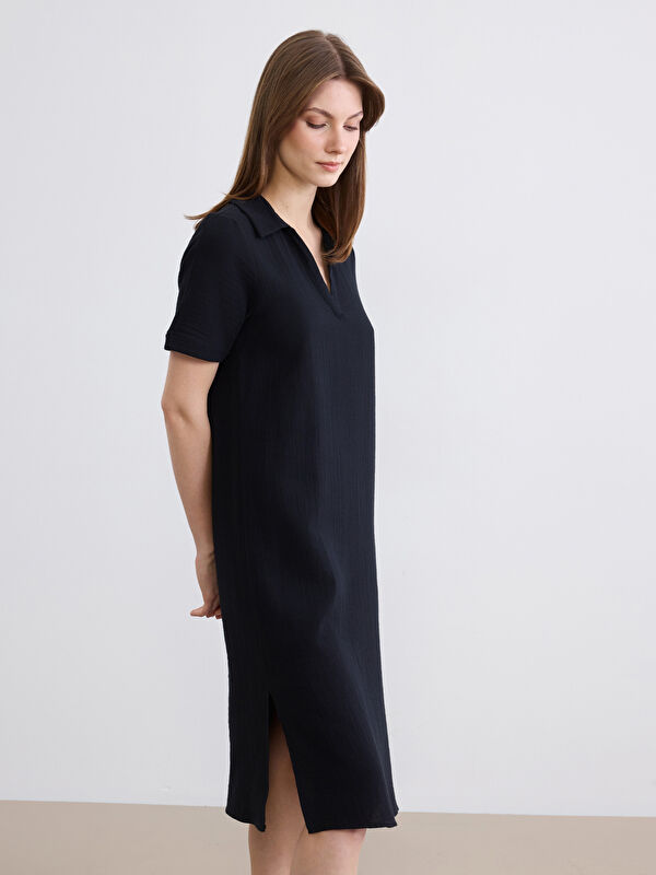 LCW Comfort Polo Yaka Yırtmaçlı Elbise