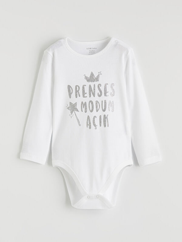 LC WAIKIKI Slogan Baskılı Kız Bebek Çıtçıtlı Body