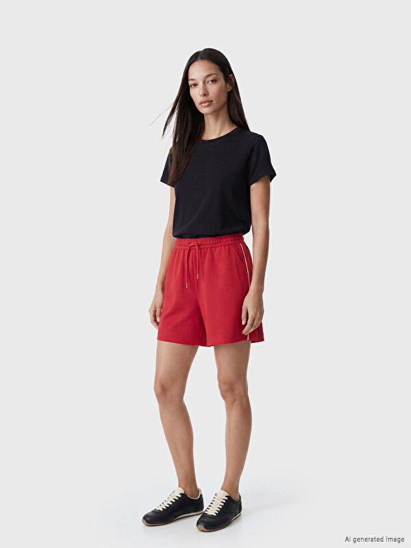LCWAIKIKI Basic Pantaloni scurți cu bandă în talie elastică pentru femei