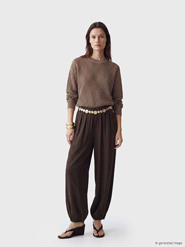 LCW Modest Beli Lastikli Kadın Jogger Pantolon