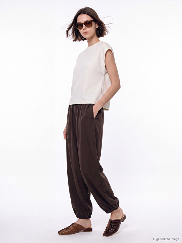 LCW Modest Beli Lastikli Kadın Jogger Pantolon