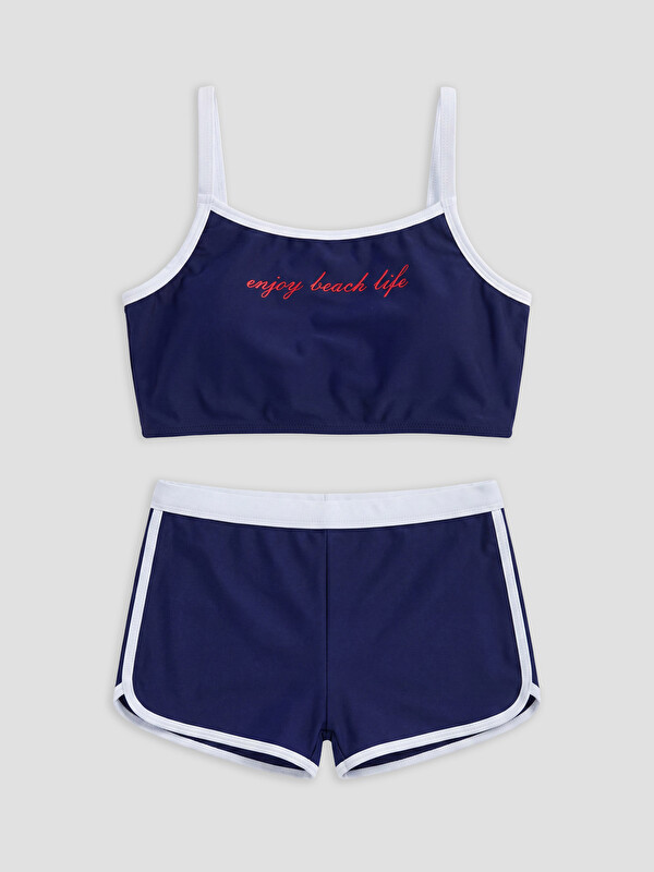 LCW Kids Yazı Baskılı Kız Çocuk Bikini