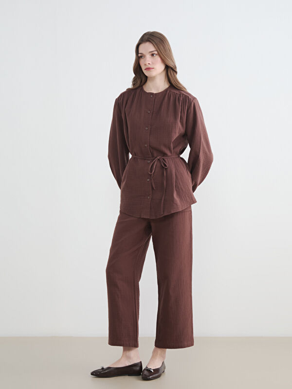 LCW Modest Beli Lastikli Geniş Paça Kadın Pantolon