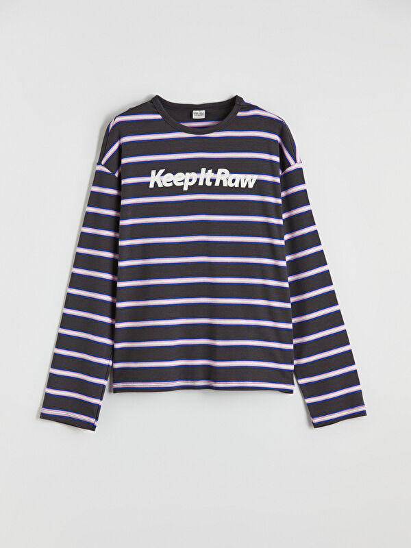 LCW Kids Bisiklet Yaka Çizgili Kız Çocuk Tişört