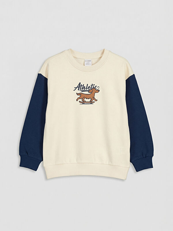 LCW Kids Bisiklet Yaka Baskılı Erkek Çocuk Sweatshirt