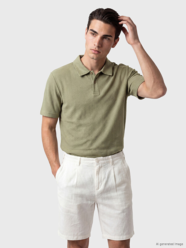 LCWAIKIKI Classic Polo Yaka Desenli Standart Fit Erkek Tişört