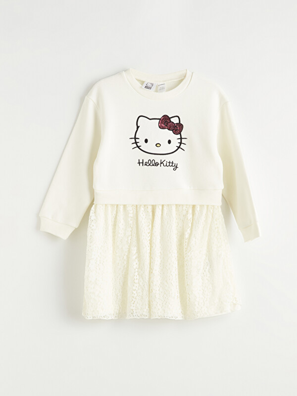 LCW Kids Hello Kitty Lace-Trimmed Dress for Girls