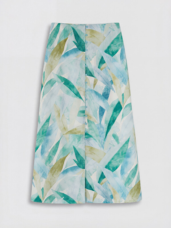 LCW EVERYDAY Buttoned Floral A-Line Skirt