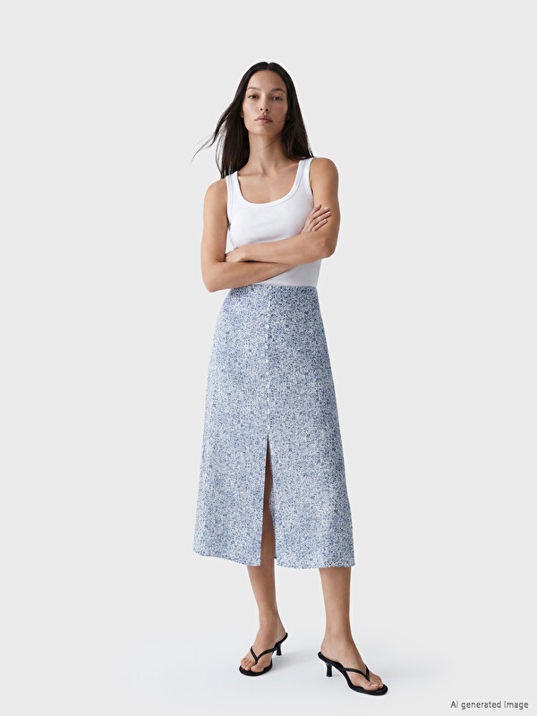 LCWAIKIKI Classic Woman Blue Skirt