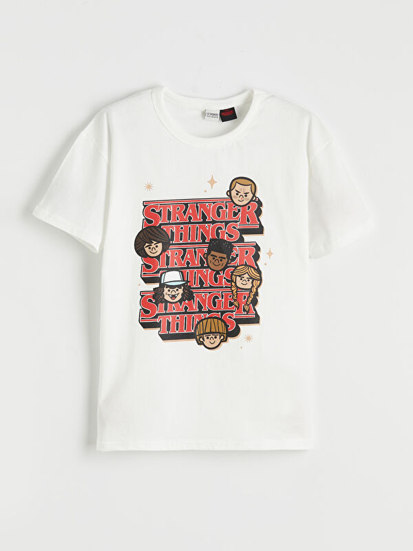 LCW Kids Bisiklet Yaka Stranger Things Baskılı Erkek Çocuk Tişört
