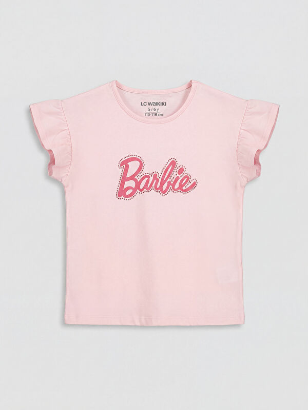 LCW baby Bisiklet Yaka Barbie Baskılı Kız Çocuk Tişört