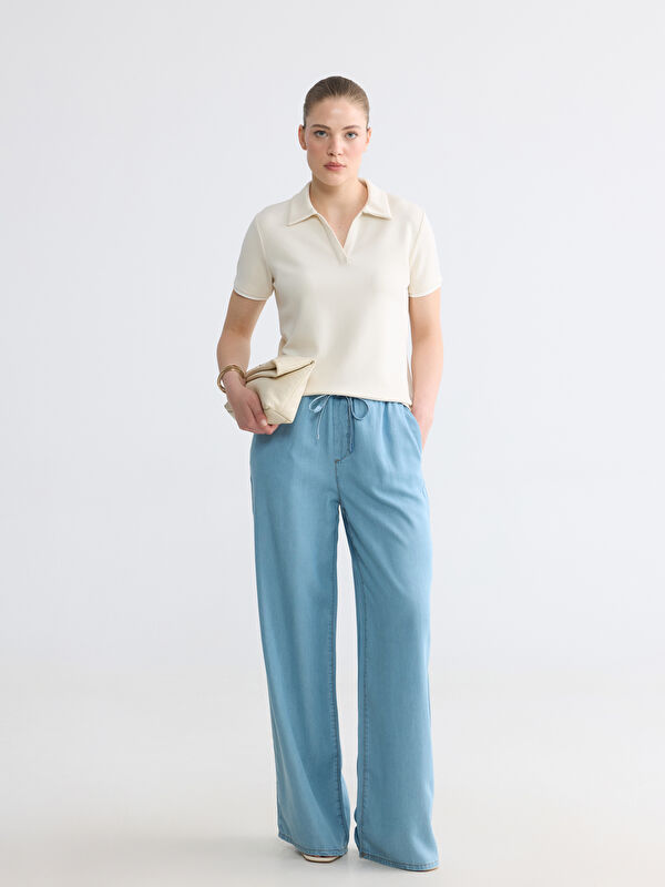 LCW Comfort Beli Lastikli Wideleg Kadın Jean Pantolon