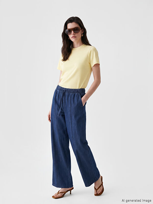LCW Comfort Beli Lastikli Wideleg Kadın Jean Pantolon
