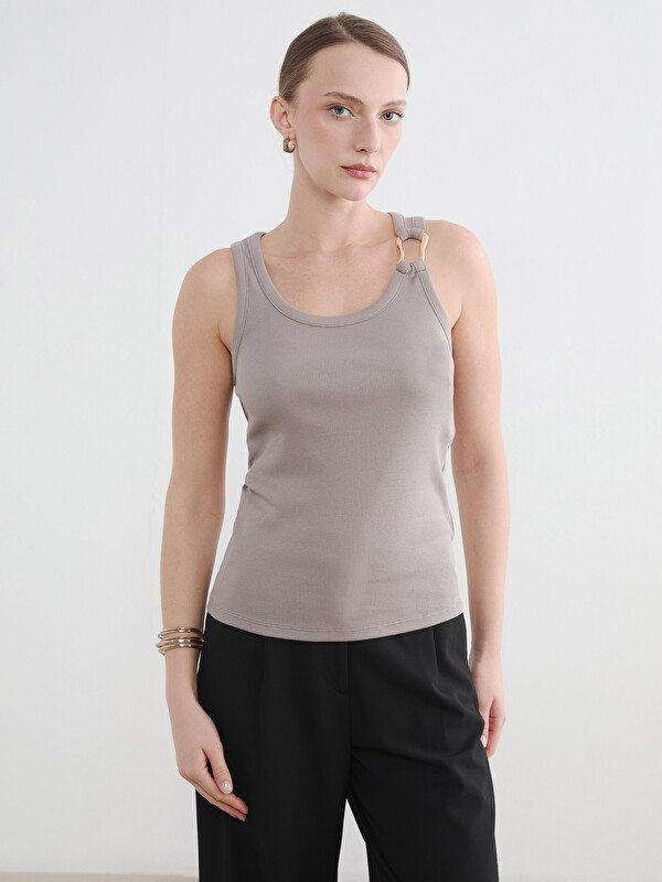 LCW EVERYDAY U Neck Metal Appliquéd Women's Tank Top
