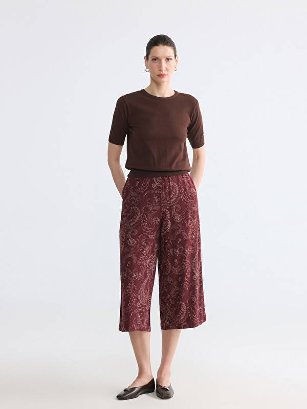 LCW Grace Elastische Taille Gemusterte Damen Caprihose