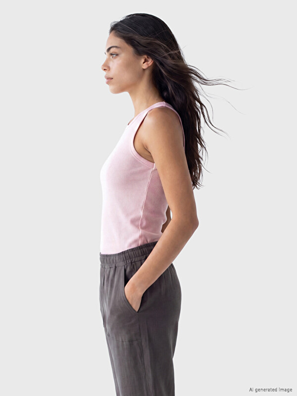 LCW Modest Crew Neck Women's Ribbed Tank Top