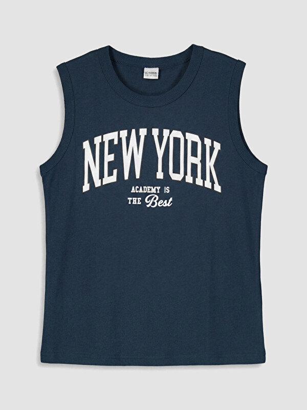 LCW Kids Bisiklet Yaka New York Baskılı Erkek Çocuk Atlet