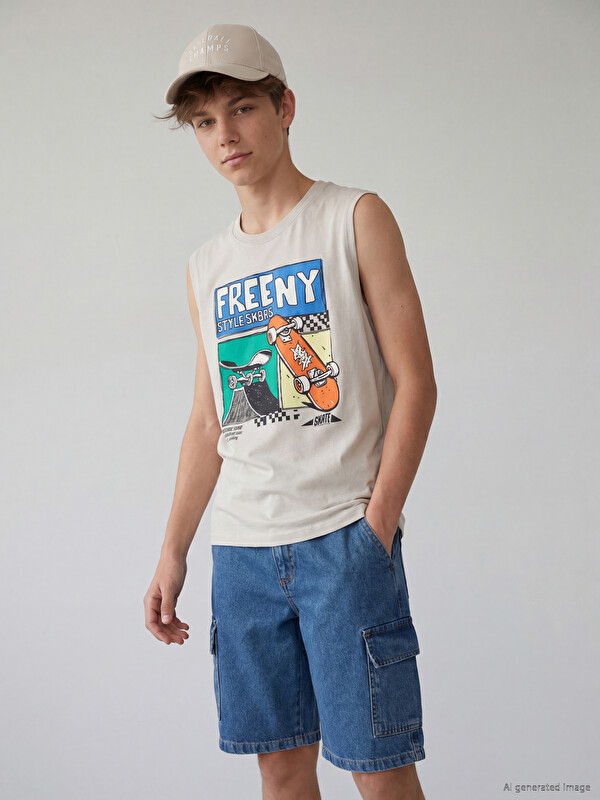 LCW Kids Crew Neck Printed Boys' Tank Top
