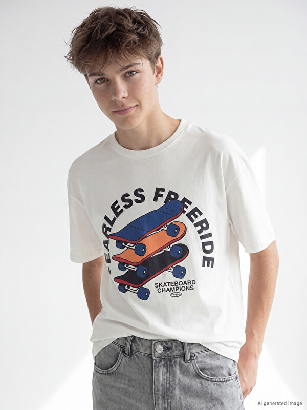 LCW Kids Crew Neck Printed Boys' T-Shirt