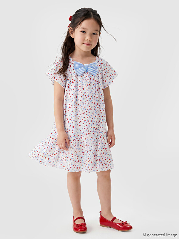 LCW Kids Fiyonklu Kız Çocuk Krinkle Elbise