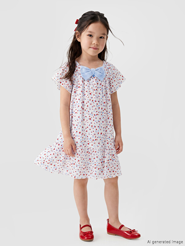LCW Kids Fiyonklu Kız Çocuk Krinkle Elbise