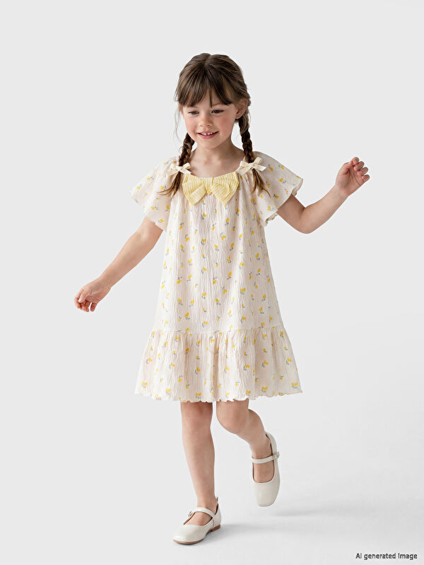 LCW Kids Fiyonklu Kız Çocuk Krinkle Elbise