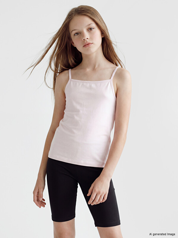 LCW Kids Kare Yaka İp Askılı Kız Çocuk Atlet 5'li