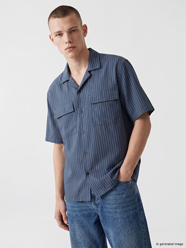 XSIDE Loose Fit Çizgili Erkek Gömlek