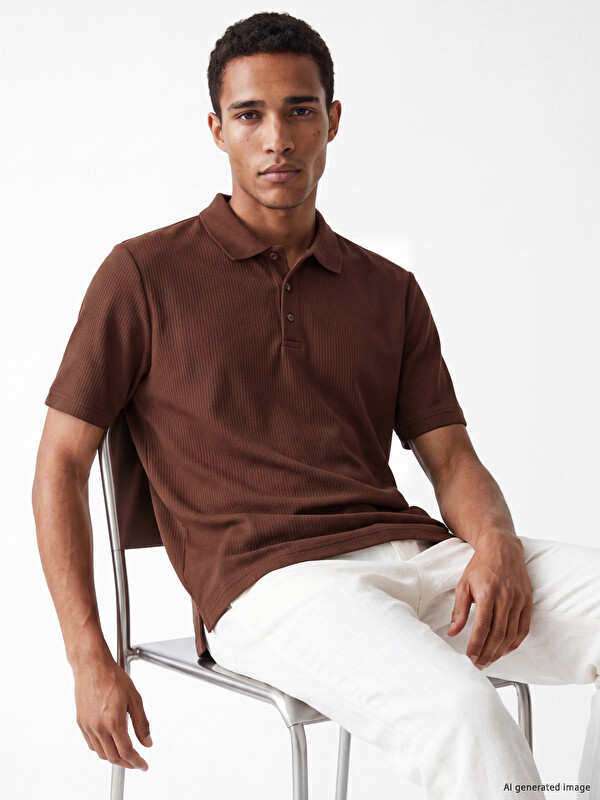 LCW Vision Standard Fit Polo Kragna Rebrasta Muška Majica