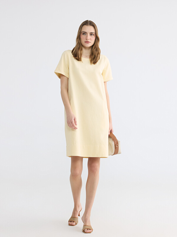 LCW EVERYDAY Crew Neck Denim Dress