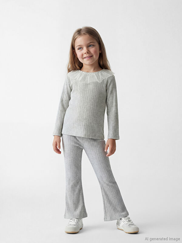 LCW Kids Girls' Glittery T-Shirt and Flare Leggings