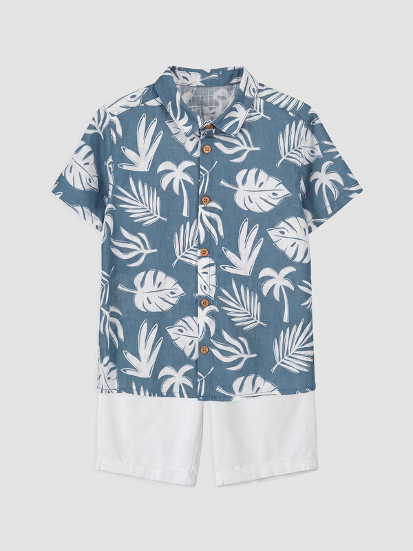 LCW Kids Leaf Patterned Boys' Shirt and Shorts Set