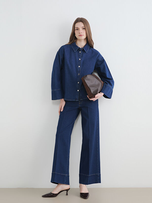 LCW Modest Yüksek Bel Wideleg Fit Kadın Jean Pantolon