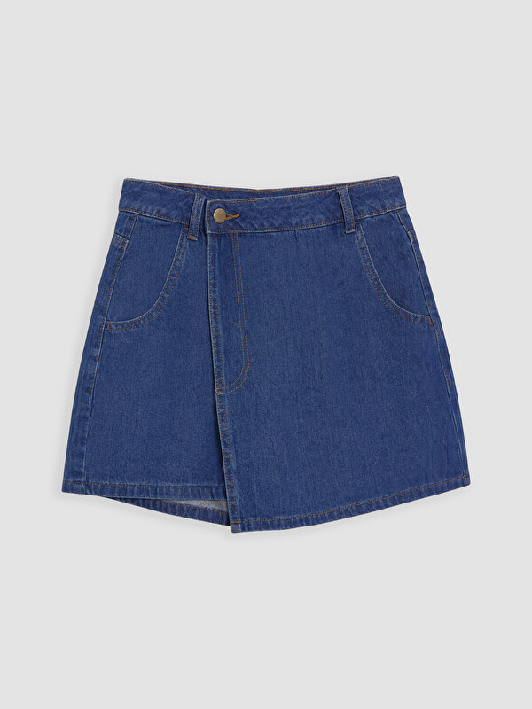 LCW Comfort Woman Indigo Denim Overlay Shorts