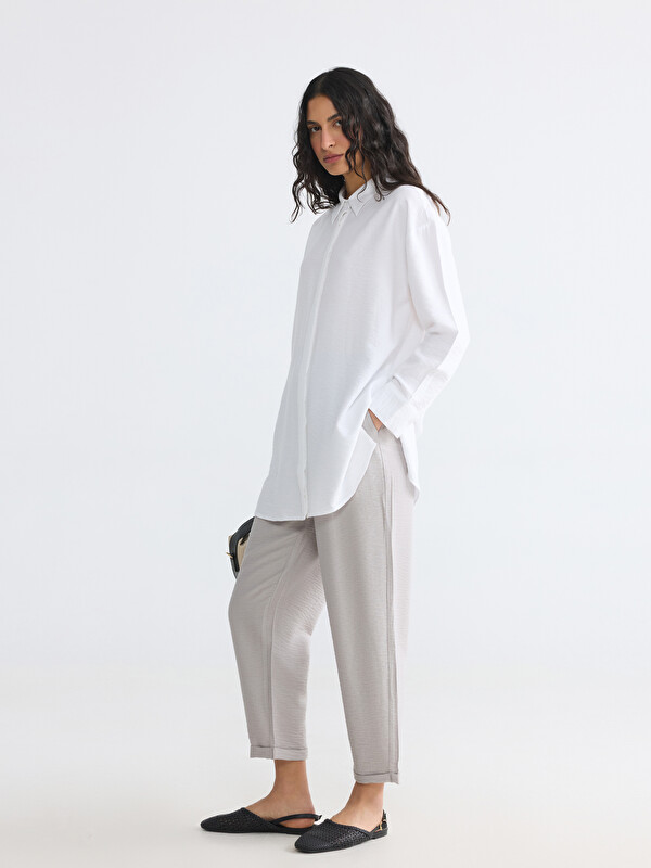 LCW Modest Elastic Waist Pleated Women's Dress Trousers